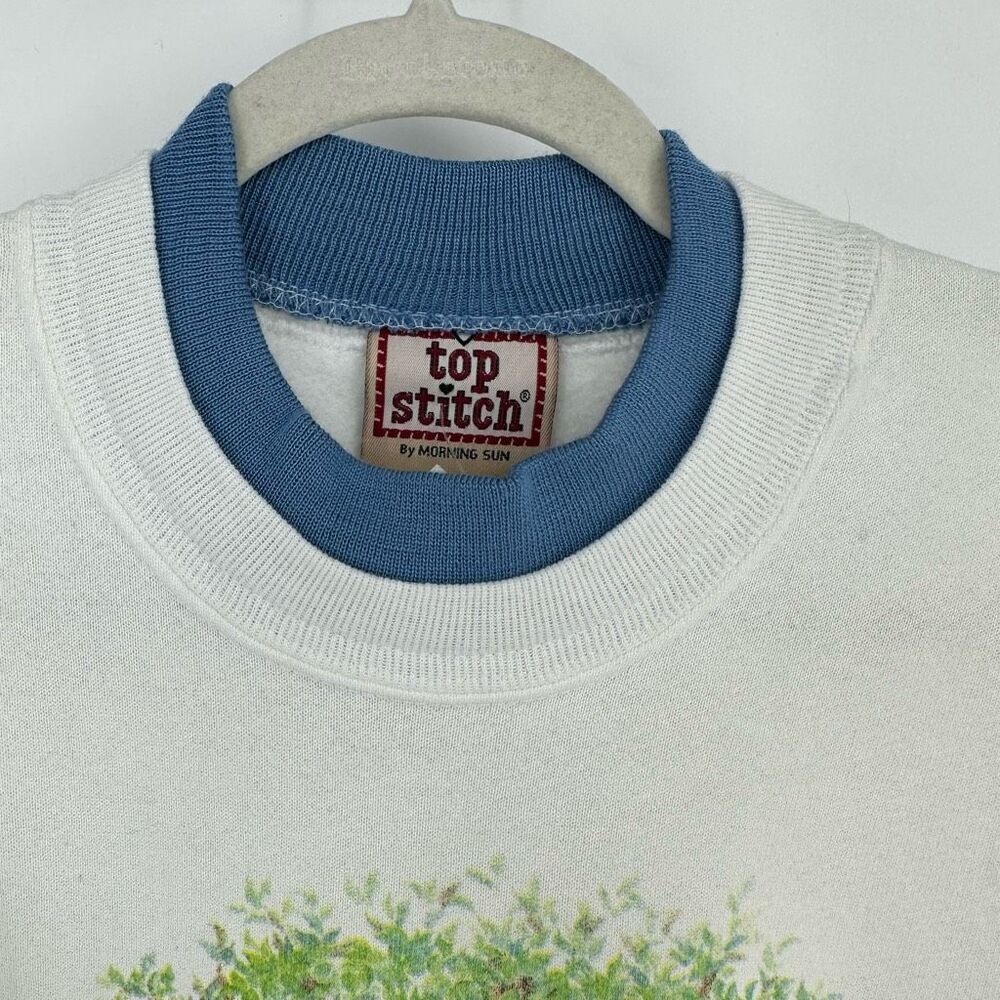 Vintage 90 Top Stitch Sweatshirt Graphic Embroidered Countryside Tree XL USA - Picture 7 of 12